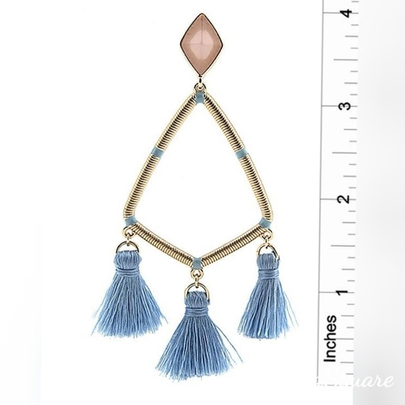 Triangle Tassel Drop Earrings blue - Picture 2 of 2